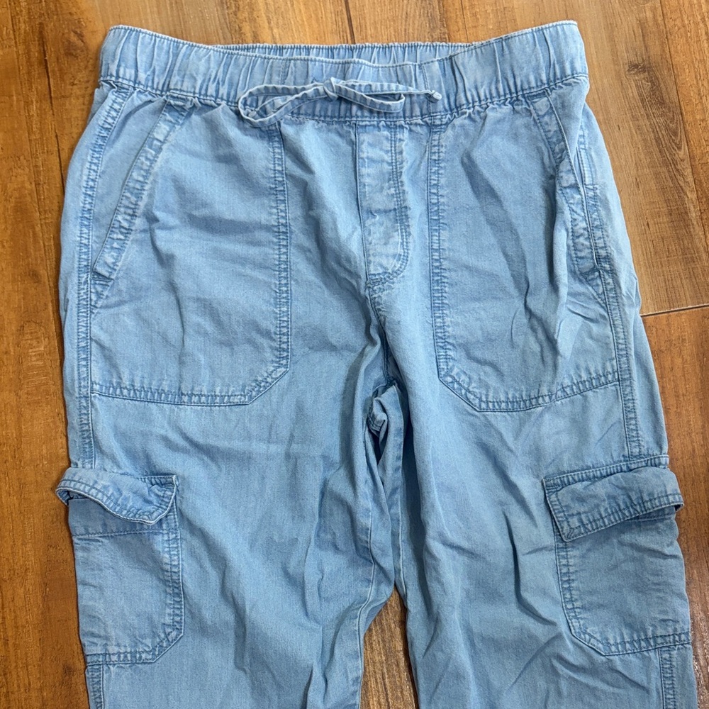 Gap blue chambray denim pull on cargo pants size small - Picture 4 of 7